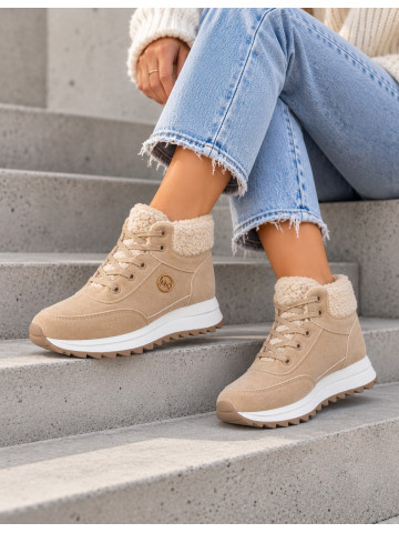 Sportowe Buty Zimowe Trapery Ocieplane Misses Beige Sportowe Buty Zimowe Trapery Ocieplane Misses Beige