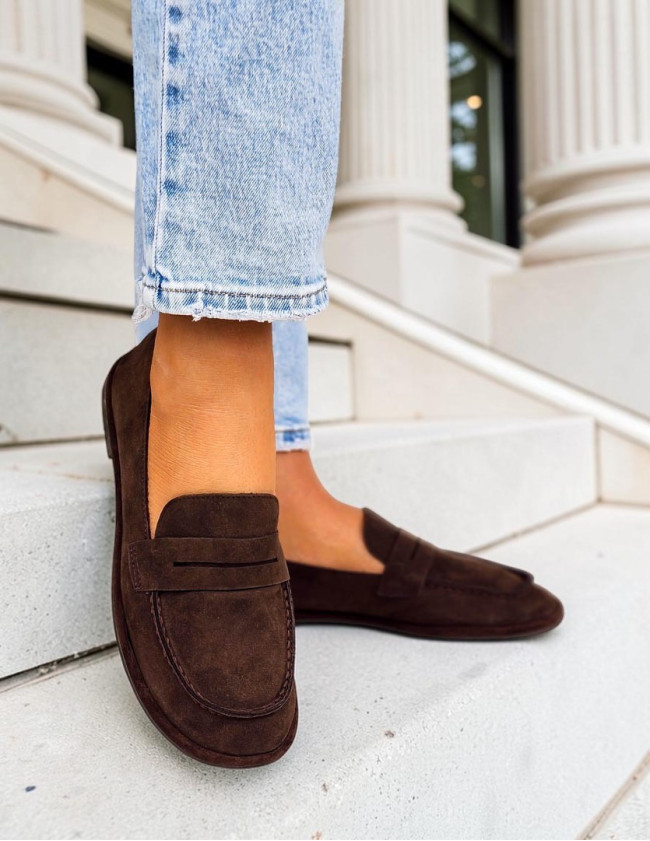 Czekoladowe Zamszowe Mokasyny Barefoot Classic