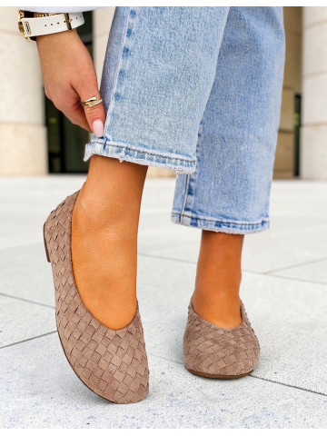 Beżowe Mokasyny Baleriny Barefoot Strukturalne Beżowe Mokasyny Baleriny Barefoot Strukturalne