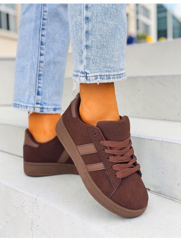 Czekoladowe Zamszowe Buty Sportowe Campes Choco