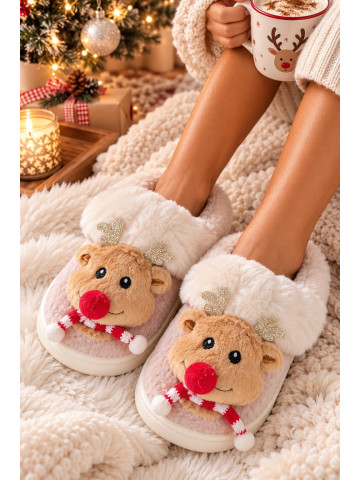 Klapki Kapcie Po Domu z Futerkim Zakryte Palce Christmas Klapki Kapcie Po Domu z Futerkim Zakryte Palce Christmas