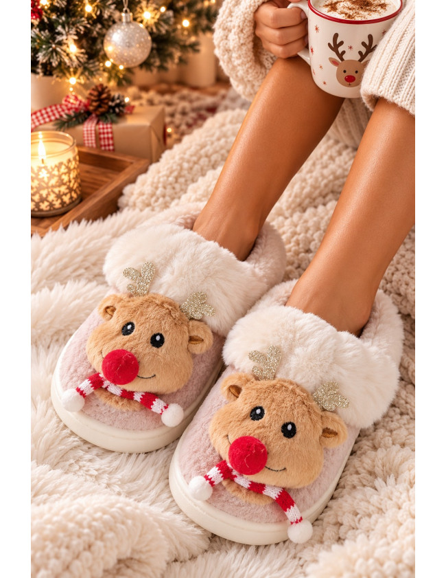 Klapki Kapcie Po Domu z Futerkim Zakryte Palce Christmas Klapki Kapcie Po Domu z Futerkim Zakryte Palce Christmas