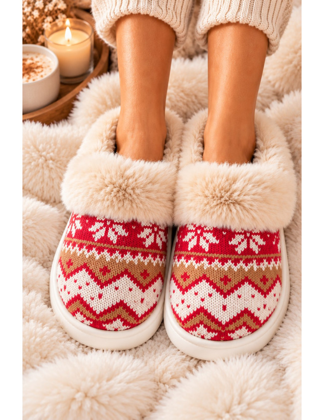Klapki Kapcie Po Domu z Futerkim Zakryte Palce Merry