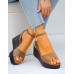 Lekkie Sandały Na Koturnie Damskie Boho Khaki Lekkie Sandały Na Koturnie Damskie Boho Khaki