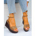 Lekkie Sandały Na Koturnie Damskie Boho Khaki Lekkie Sandały Na Koturnie Damskie Boho Khaki
