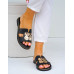 Eleganckie Czarne Klapki Damskie Ze Złotą Klamerką SunShine Eleganckie Czarne Klapki Damskie Ze Złotą Klamerką SunShine