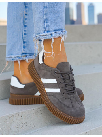 Szare Zamszowe Buty Sportowe Camp City