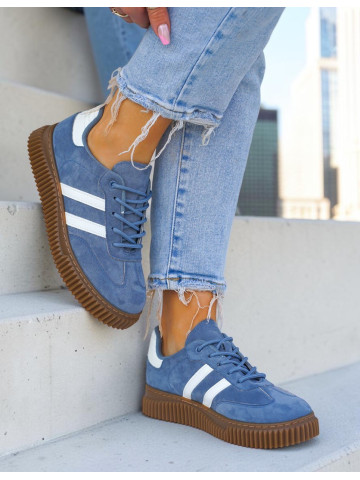 Niebieskie Zamszowe Buty Sportowe Camp City