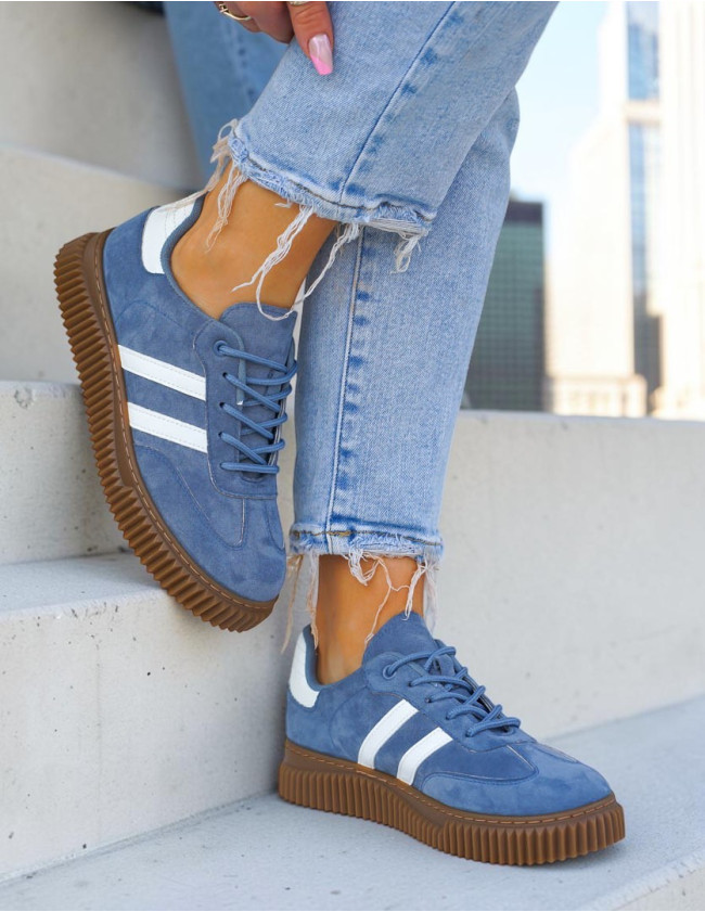 Niebieskie Zamszowe Buty Sportowe Camp City