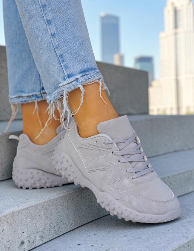 Szare Buty Sportowe Na Grubej Podeszwie Fit Szare Buty Sportowe Na Grubej Podeszwie Fit