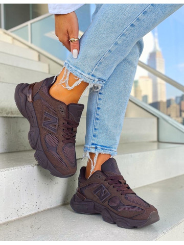 Czekoladowe Sneakersy Buty Sportowe Na Platformie New B 9060 Czekoladowe Sneakersy Buty Sportowe Na Platformie New B 9060