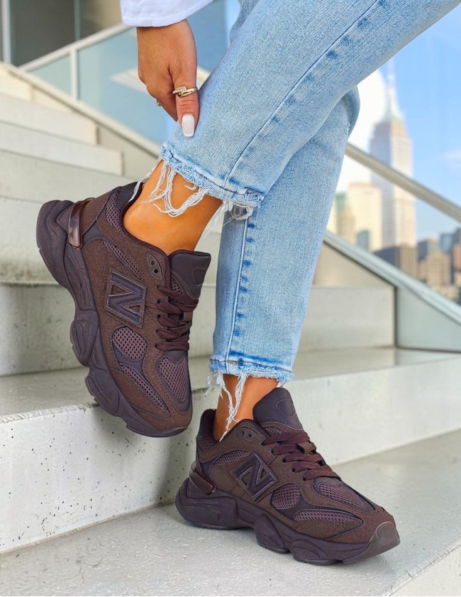Czekoladowe Sneakersy Buty Sportowe Na Platformie New B 9060 Czekoladowe Sneakersy Buty Sportowe Na Platformie New B 9060