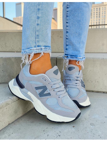 Szare Sneakersy Buty Sportowe Na Platformie New B 9060