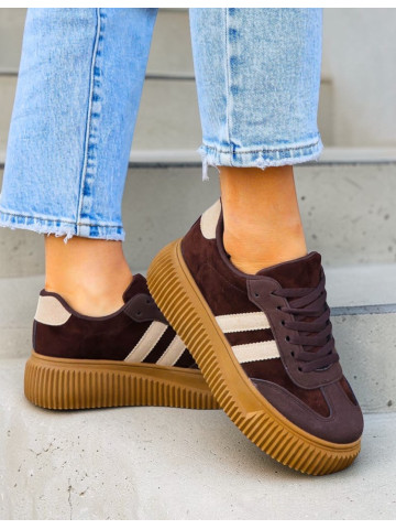 Czekoladowe Buty Sportowe Na Grubej Podeszwie Caroline