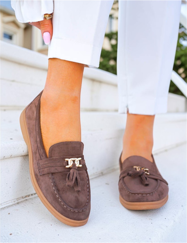 Baleriny Mokasyny Na Płaskiej Podeszwie Ares