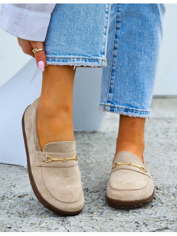 Beżowe Zamszowe Mokasyny Barefoot Comfort Beżowe Zamszowe Mokasyny Barefoot Comfort