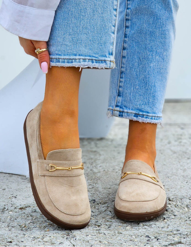 Beżowe Zamszowe Mokasyny Barefoot Comfort Beżowe Zamszowe Mokasyny Barefoot Comfort