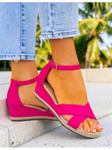 Lekkie Sandały Na Niskiej Koturnie Louisa Różowe Lekkie Sandały Na Niskiej Koturnie Louisa Różowe