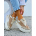 Beżowe Buty Sportowe Trampki Na Platformie NiuNiu