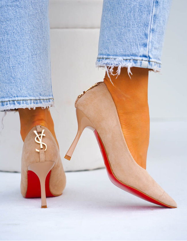 Eleganckie Beżowe Szpilki Czólenka Yes Saint