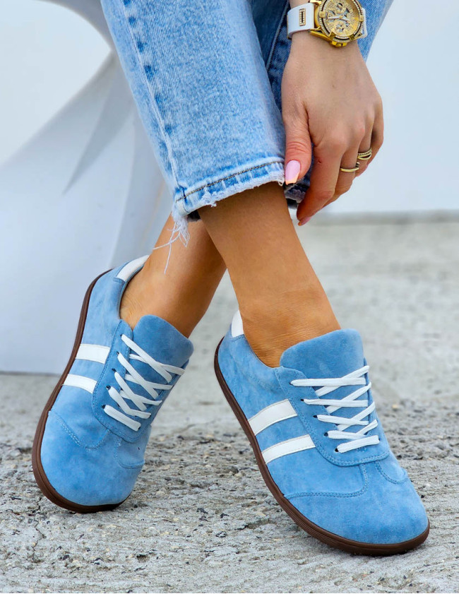 Zamszowe Buty Sportowe Barefoot Niebieskie Zamszowe Buty Sportowe Barefoot Niebieskie