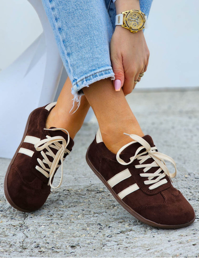 Zamszowe Buty Sportowe Barefoot Czekoladowe Zamszowe Buty Sportowe Barefoot Czekoladowe