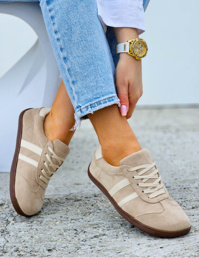 Zamszowe Buty Sportowe Barefoot Beżowe Zamszowe Buty Sportowe Barefoot Beżowe