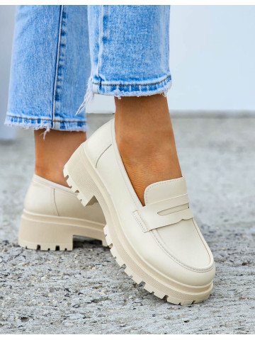 Mokasyny Damskie Na Grubej Podeszwie Palms Beżowe