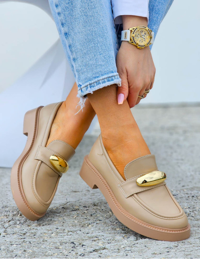 Mokasyny Damskie Na Grubej Podeszwie Sara Nude