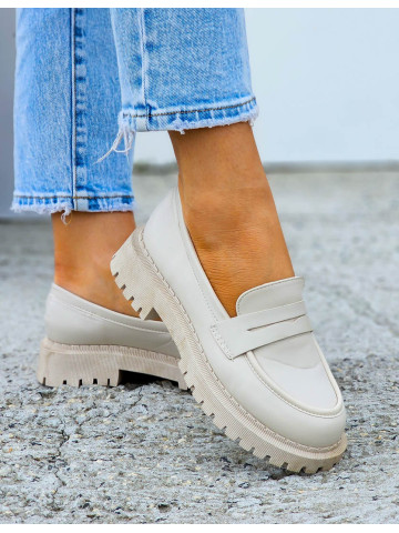 Mokasyny Damskie Na Grubej Podeszwie Venotti Beżowe Mokasyny Damskie Na Grubej Podeszwie Venotti Beżowe