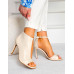 Sandały Damskie Zabudowane z Wyciętą Cholewką Beżowe