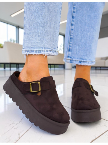 Klapki Na Platformie z Zakrytymi Palcami Czekoladowe