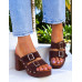 Lekkie Klapki Drewniaki Boho Na Obcasie