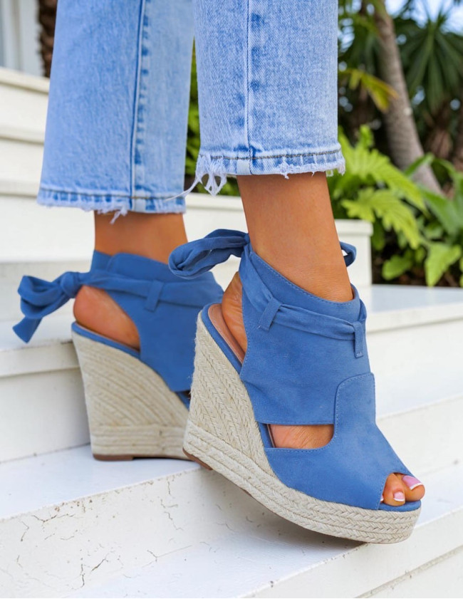 Lekkie Sandały Na Koturnie Summer Blue