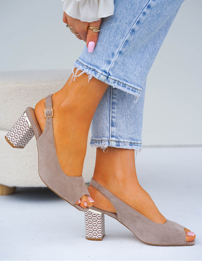 Premium Skórzane Sandały Na Słupku Visit