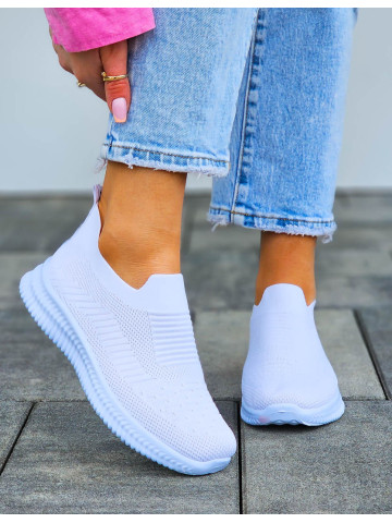 Lekkie Białe Buty Sportowe Damskie Wsuwane Soft Lekkie Białe Buty Sportowe Damskie Wsuwane Soft