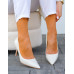 Ecru Skórzane Czółenka Na Szpilce Siwiecki Ecru Skórzane Czółenka Na Szpilce Siwiecki