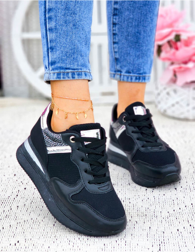 Buty Sportowe Na Platformie Sneakersy Prinss Black