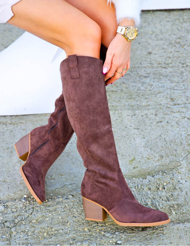 Czekoladowe Zamszowe Kozaki Kowbojki CityChic Czekoladowe Zamszowe Kozaki Kowbojki CityChic