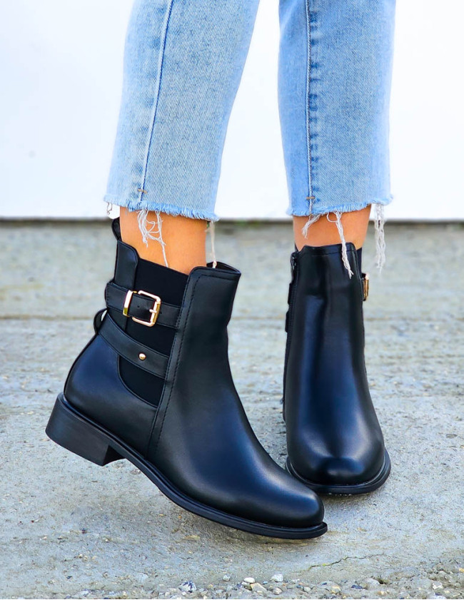 Klasyczne Skórzane Botki z Wyższą Cholewką Ocieplane Vicky Klasyczne Skórzane Botki z Wyższą Cholewką Ocieplane Vicky