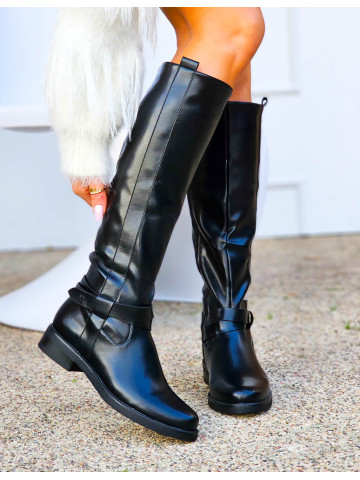 Czarne Skórzane Kozaki Oficerki Classic Black Czarne Skórzane Kozaki Oficerki Classic Black