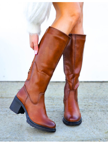 Klasyczne Brązowe Kozaki Na Klocku Mellis Klasyczne Brązowe Kozaki Na Klocku Mellis