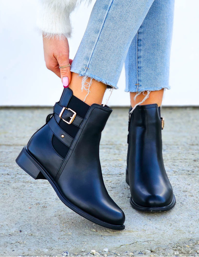 Klasyczne Skórzane Botki z Wyższą Cholewką Ocieplane Vicky Klasyczne Skórzane Botki z Wyższą Cholewką Ocieplane Vicky