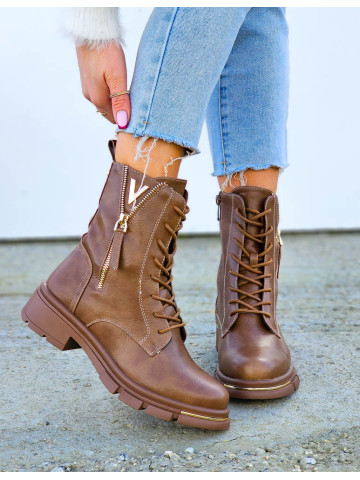 Klasyczne Skórzane Botki Oficerki Venom Brown Klasyczne Skórzane Botki Oficerki Venom Brown