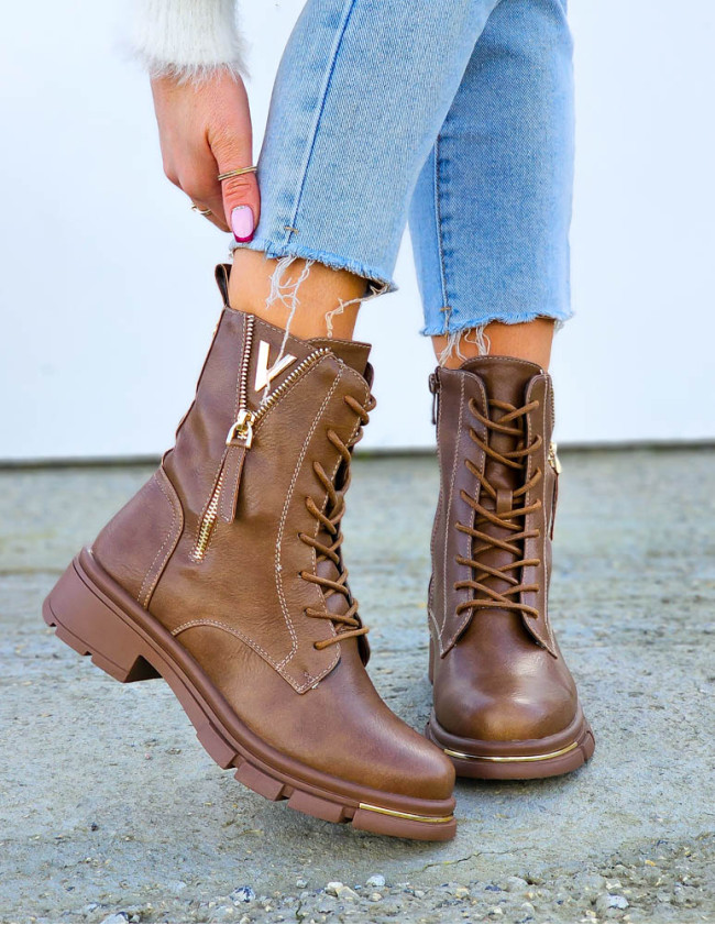 Klasyczne Skórzane Botki Oficerki Venom Brown Klasyczne Skórzane Botki Oficerki Venom Brown