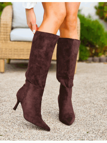 Czekoladowe Zamszowe Kozaki Na Szpilce Secret Czekoladowe Zamszowe Kozaki Na Szpilce Secret