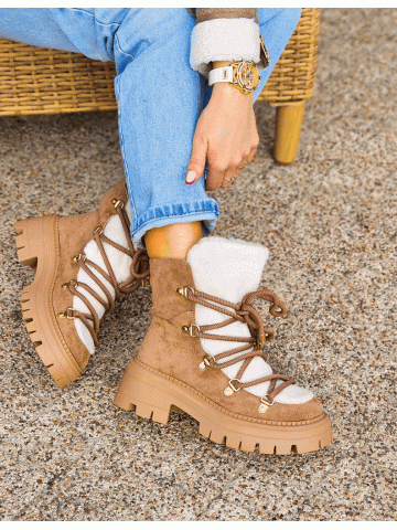 Zimowe Botki Damskie z Kożuszkiem Śniegowce Snowy Zimowe Botki Damskie z Kożuszkiem Śniegowce Snowy