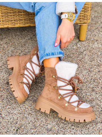 Zimowe Botki Damskie z Kożuszkiem Śniegowce Snows Zimowe Botki Damskie z Kożuszkiem Śniegowce Snows