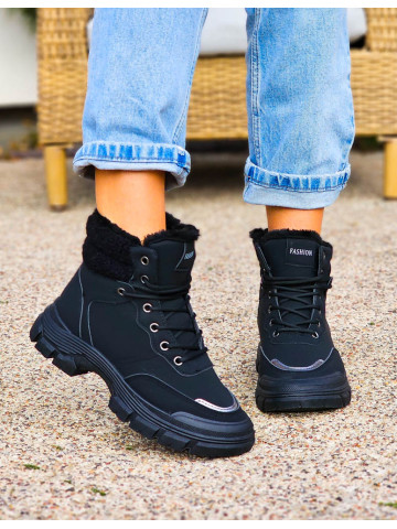 Sportowe Zimowe Botki Damskie Śniegowce Terex Black