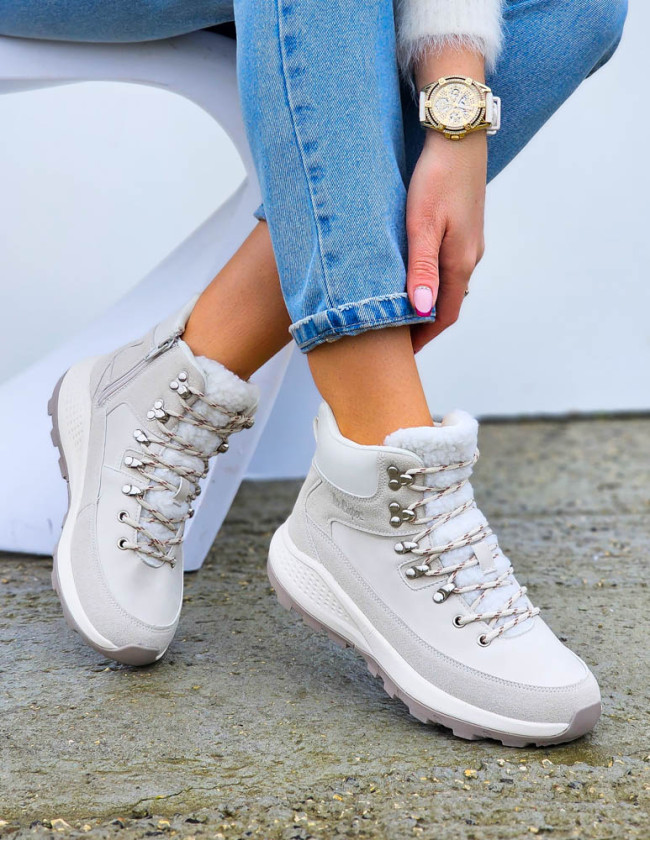 Sportowe Buty Zimowe Trapery Ocieplane Lee Cooper Beige Sportowe Buty Zimowe Trapery Ocieplane Lee Cooper Beige